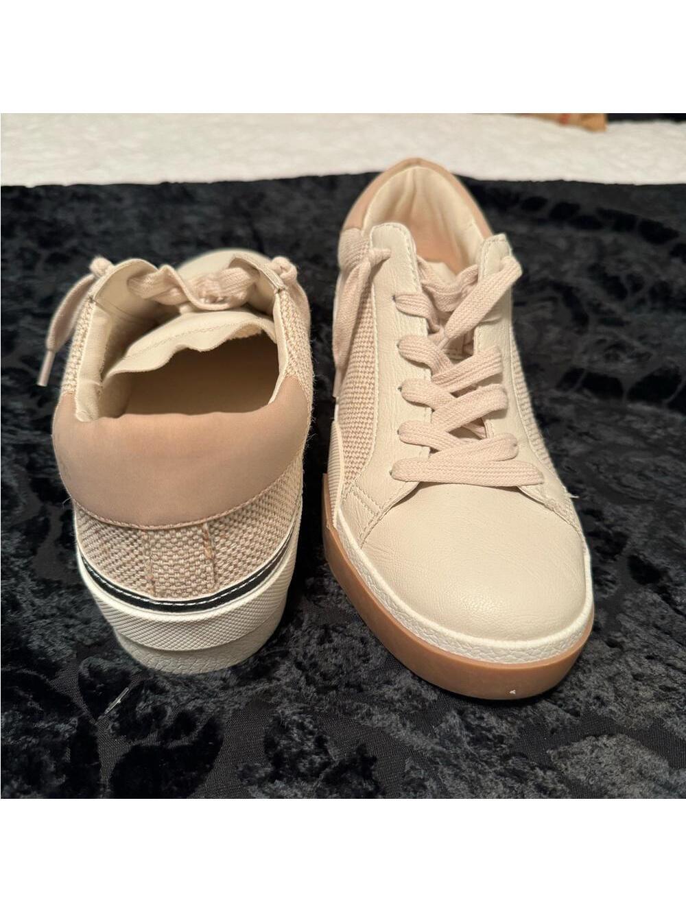 Dolce Vita Harrison tan tweed sneaker with silver accents